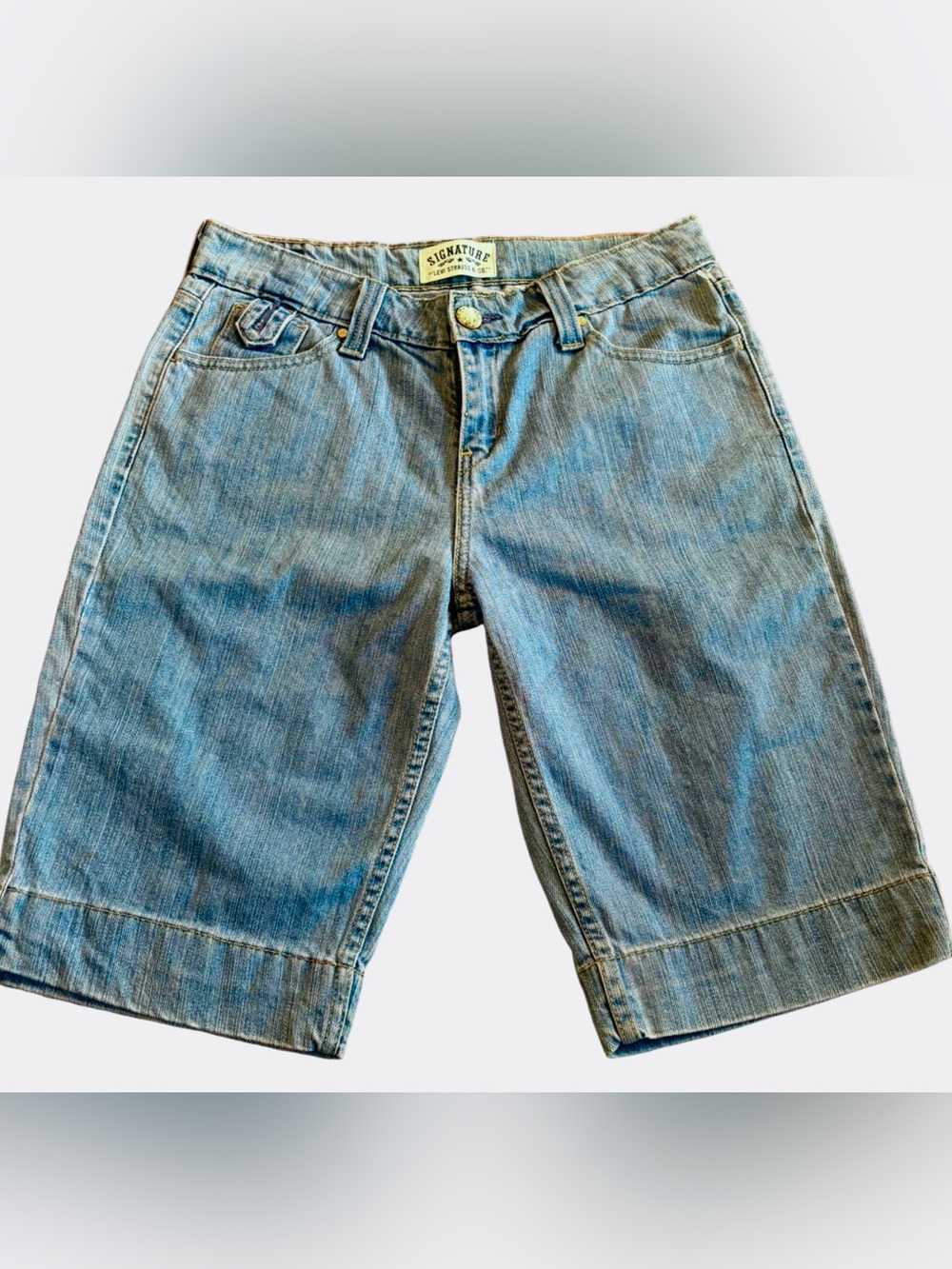 Levi Strauss Signature Bermuda Denim Shorts Size 10 Stretch